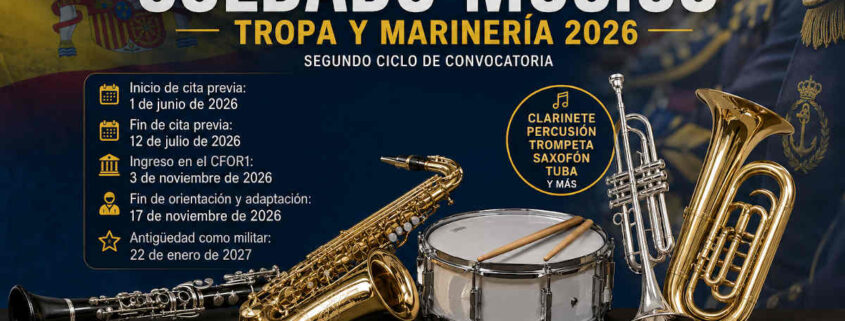 Las Fuerzas Armadas convocan nuevas plazas para músicos militares en el segundo ciclo de Tropa y Marinería 2026